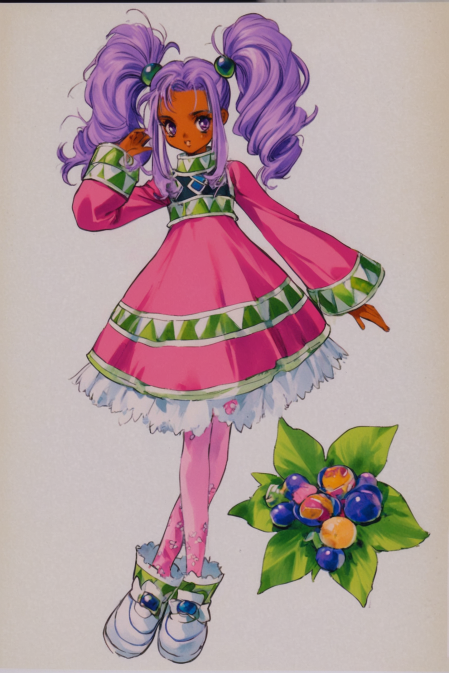 35607-2662779351-Meredy(Tales of Eternia),1girl,twintails,solo,purple hair,pantyhose,purple eyes,dark skin,dark-skinned female,retro artstyle,ful.png